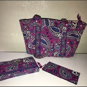 Vera Bradley Boysenberry Handbag/Wallet Set